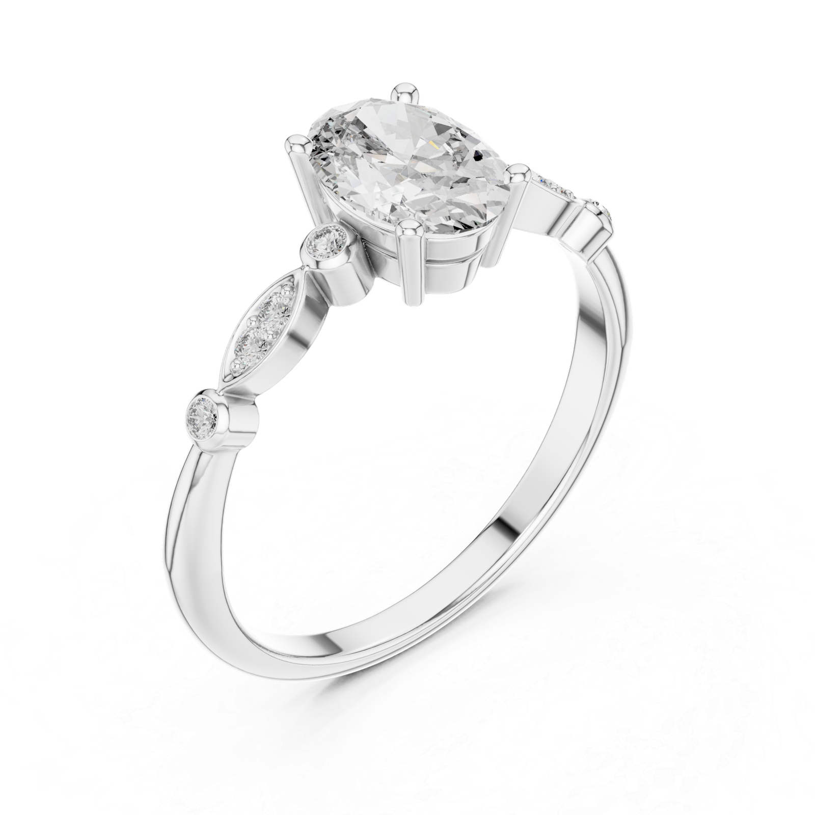 Oval Bezel Accent Ring