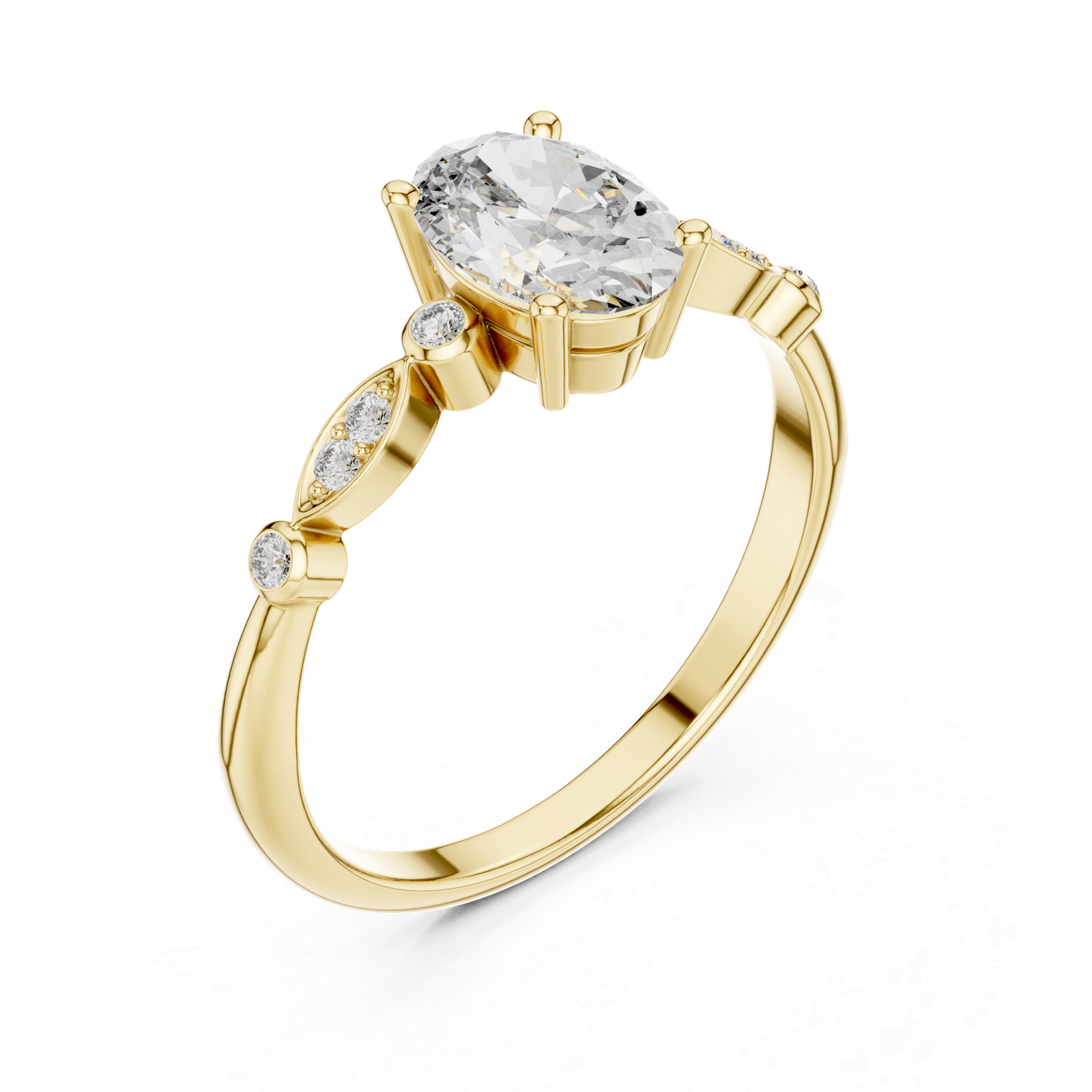 Oval Bezel Accent Ring