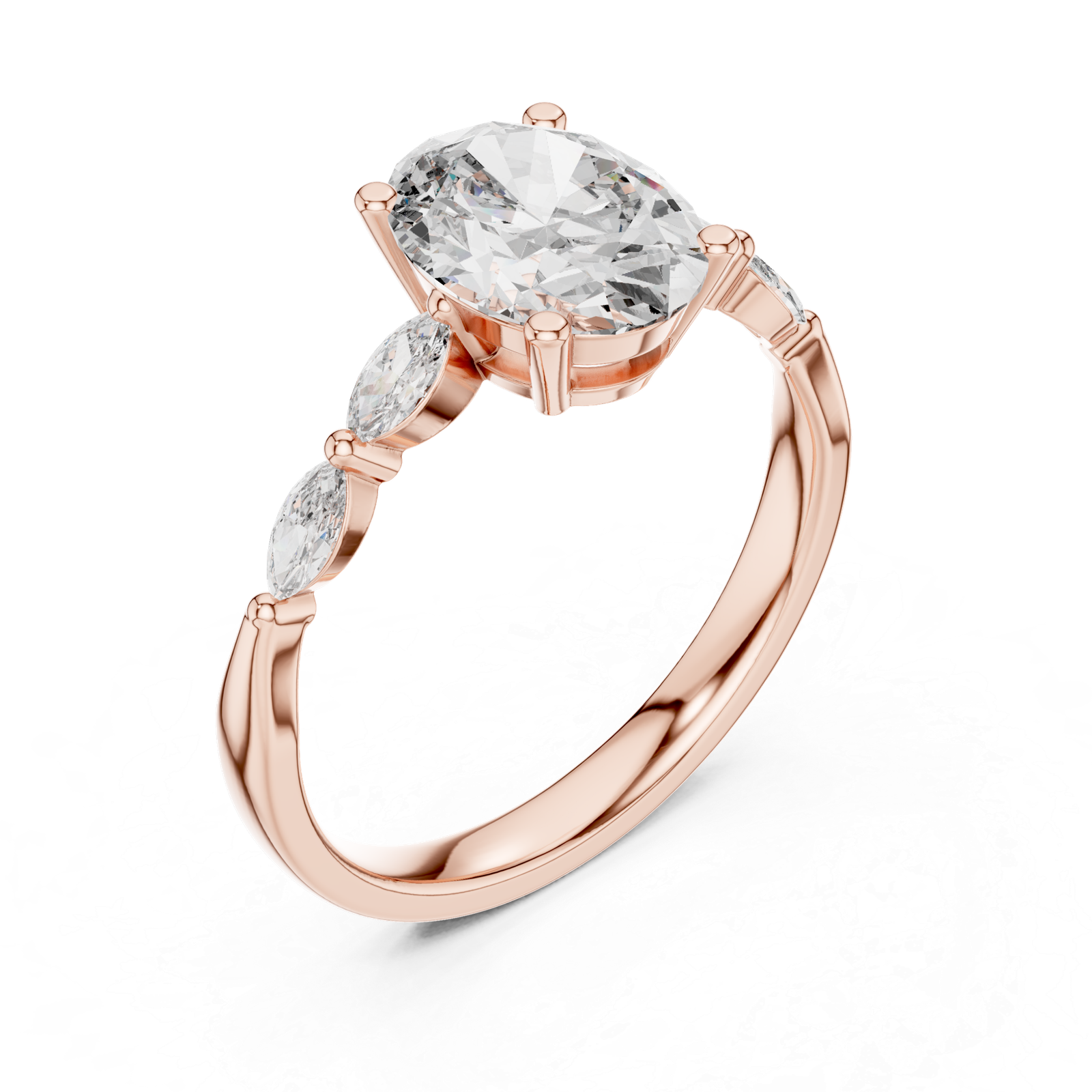 Oval & Marquise Side Stone Ring