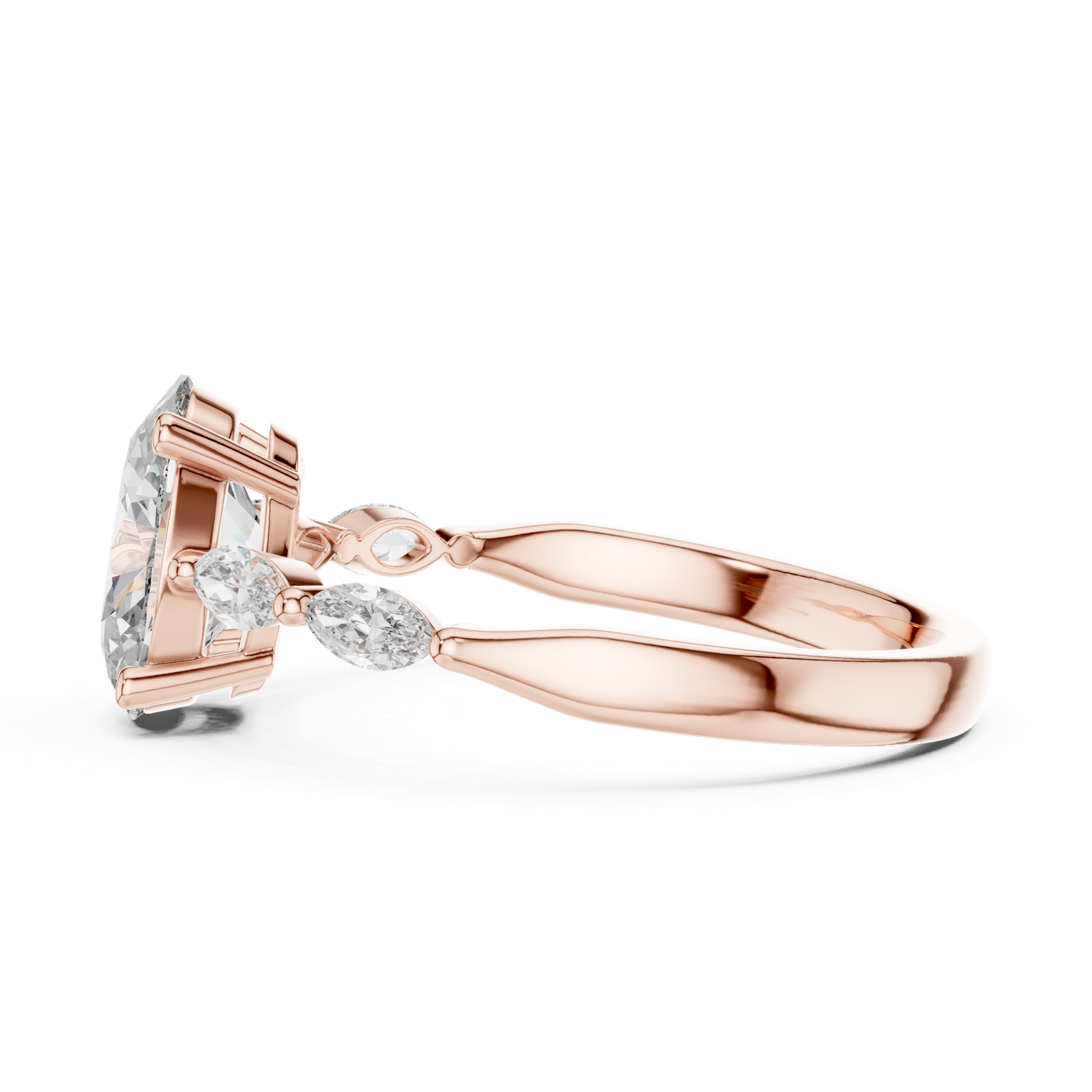 Oval & Marquise Side Stone Ring