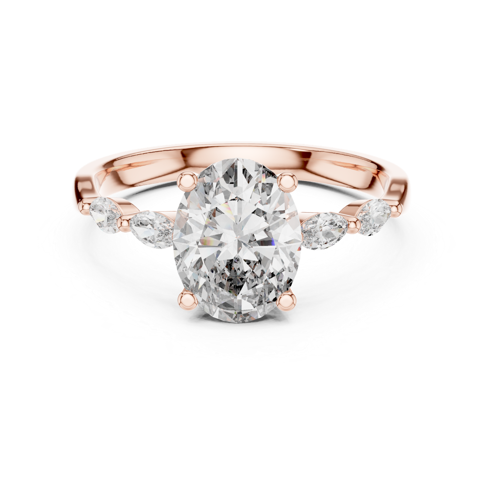 Oval & Marquise Side Stone Ring