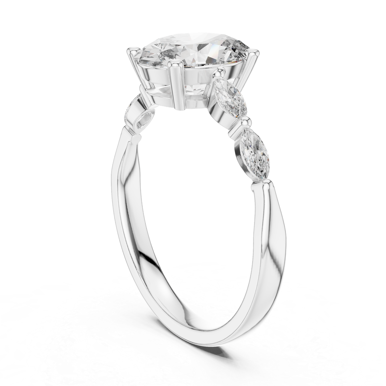 Oval & Marquise Side Stone Ring