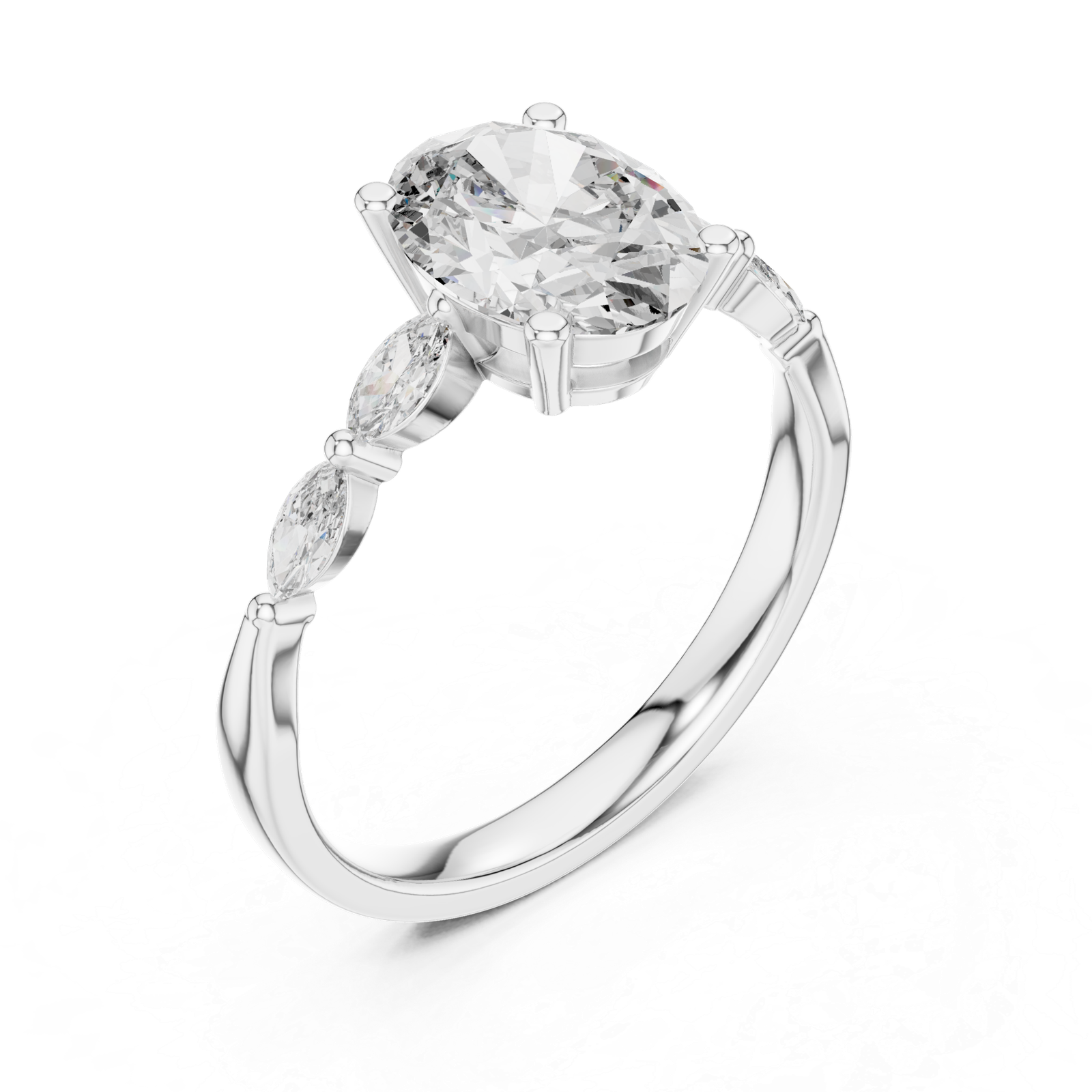 Oval & Marquise Side Stone Ring
