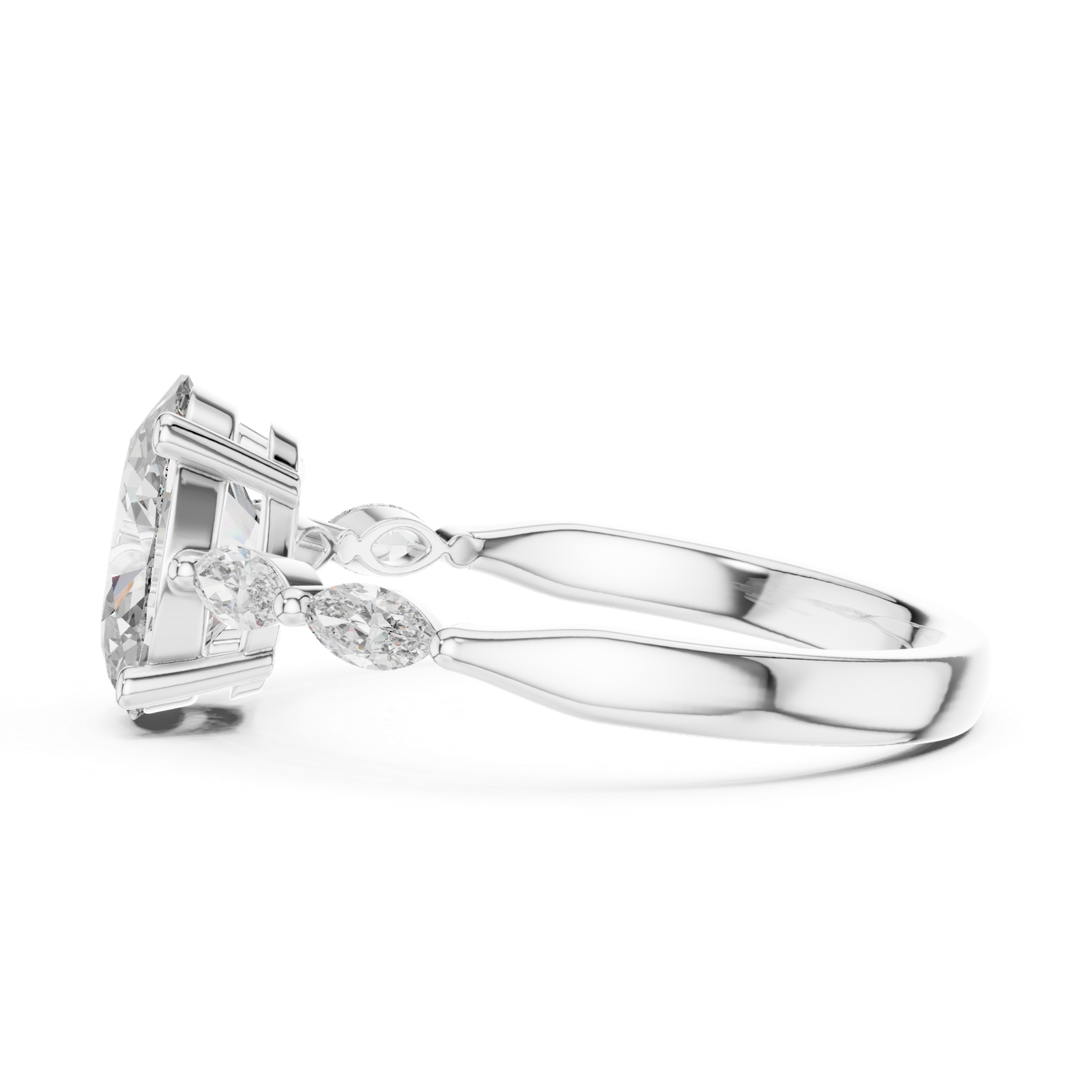 Oval & Marquise Side Stone Ring