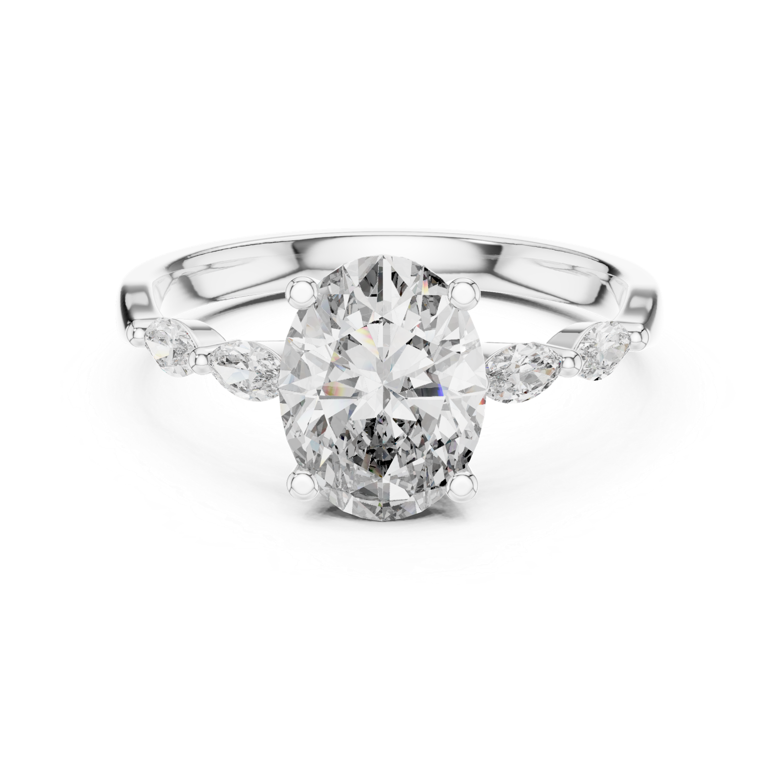 Oval & Marquise Side Stone Ring