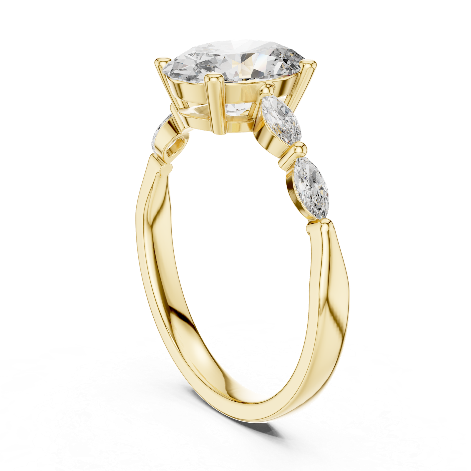 Oval & Marquise Side Stone Ring