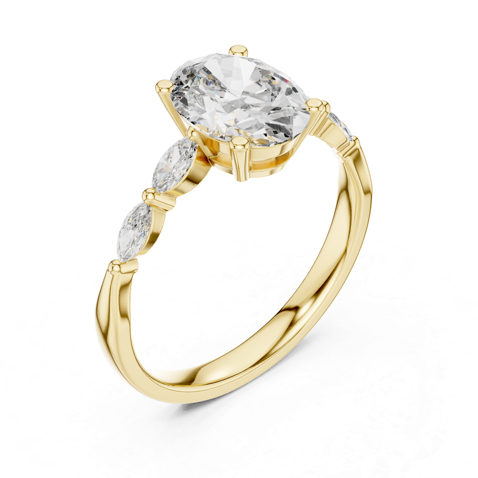 Oval & Marquise Side Stone Ring