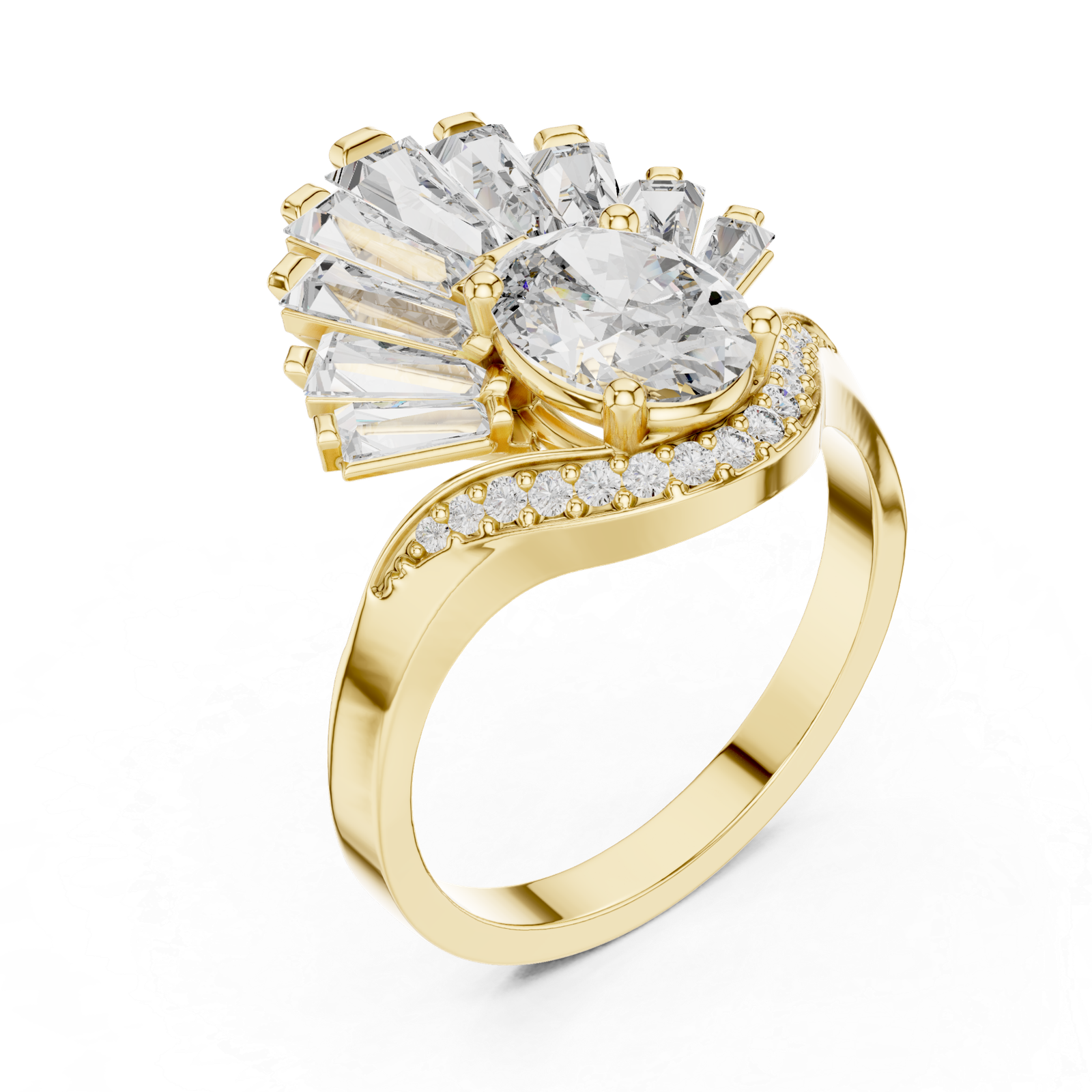 Art Deco Oval Fan Ring