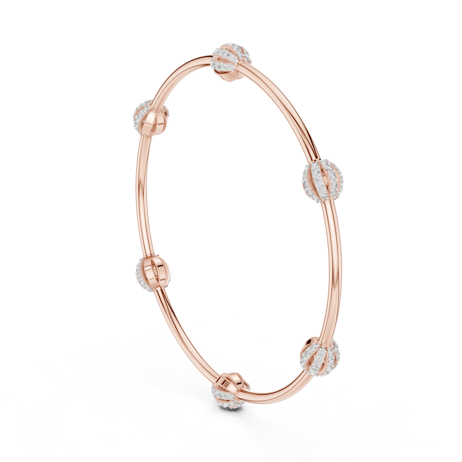 Éclat Orbit Round Diamond Station Bangle Bracelet