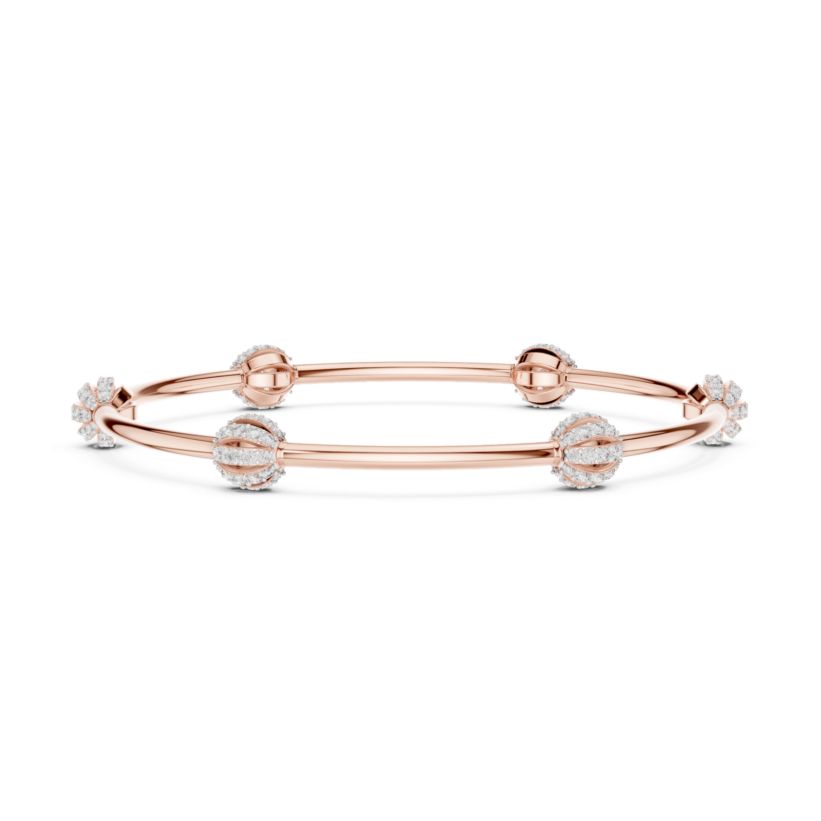 Éclat Orbit Round Diamond Station Bangle Bracelet