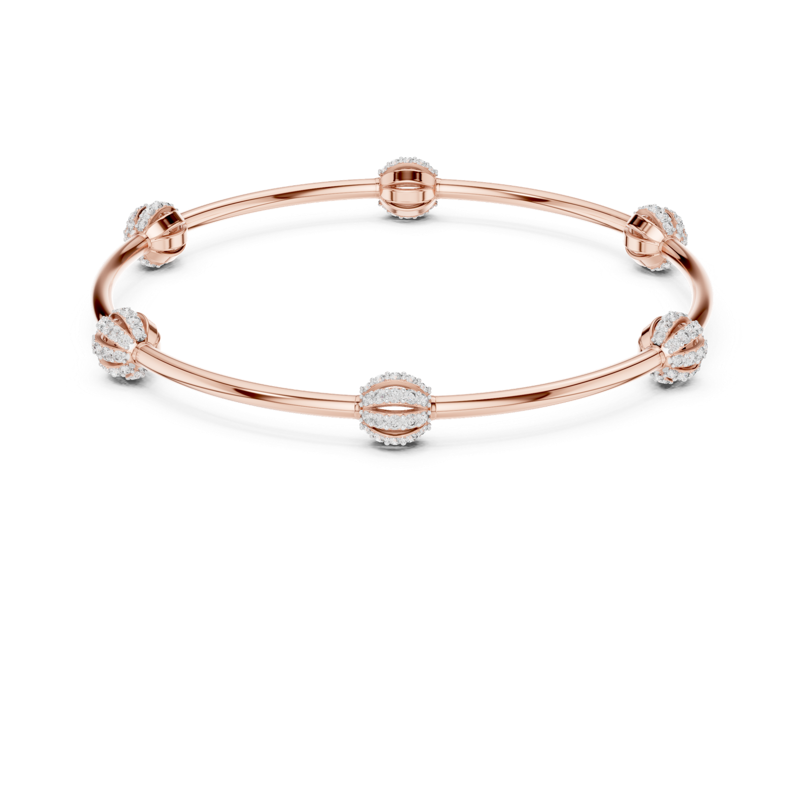Éclat Orbit Round Diamond Station Bangle Bracelet