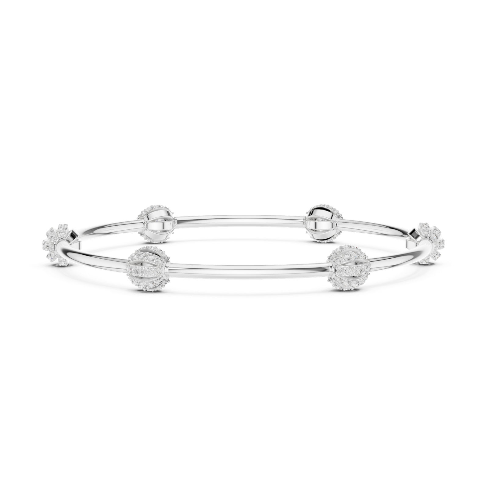 Éclat Orbit Round Diamond Station Bangle Bracelet