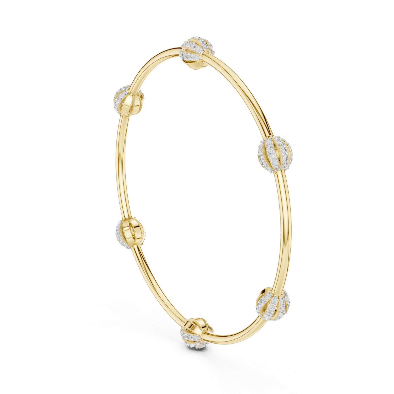 Éclat Orbit Round Diamond Station Bangle Bracelet