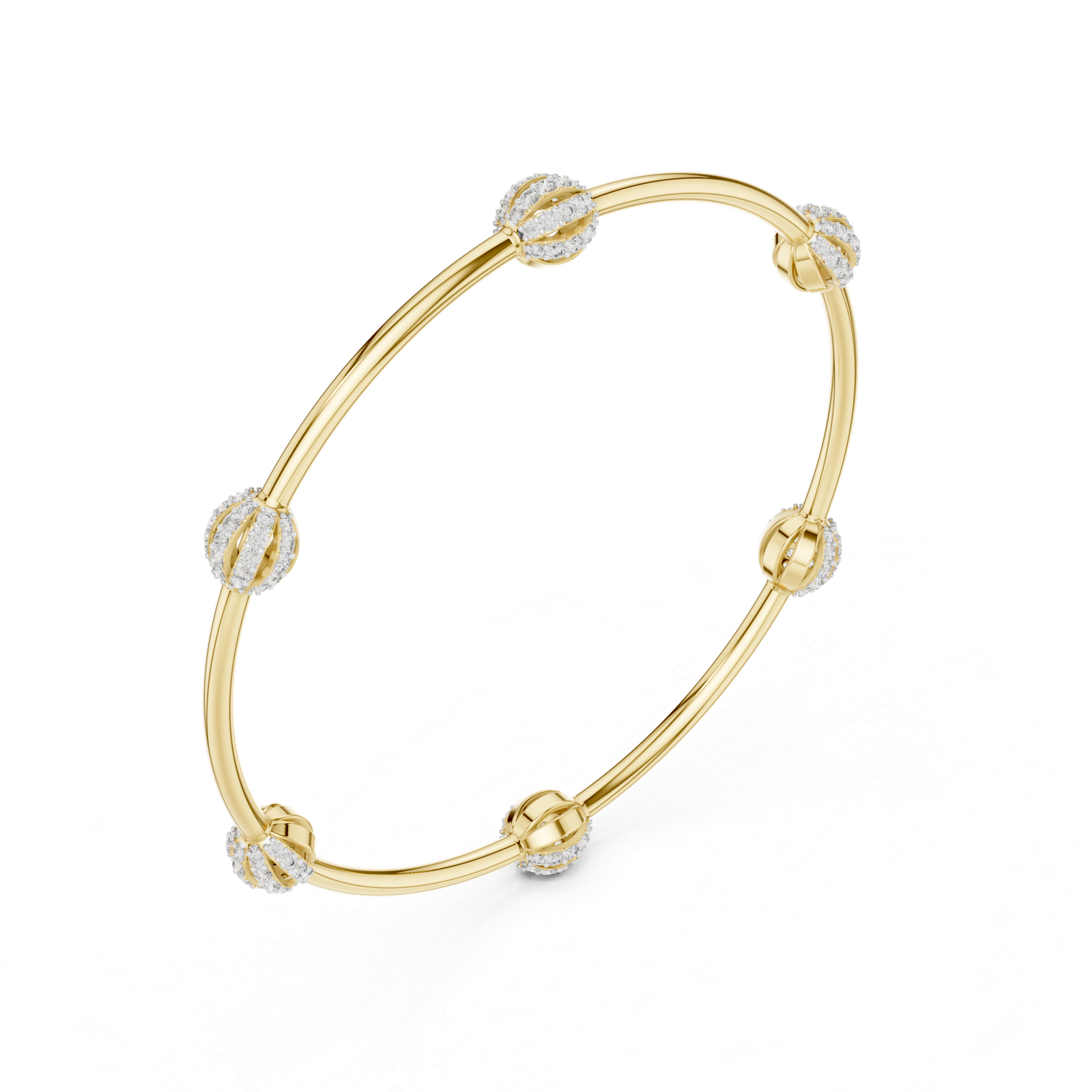 Éclat Orbit Round Diamond Station Bangle Bracelet
