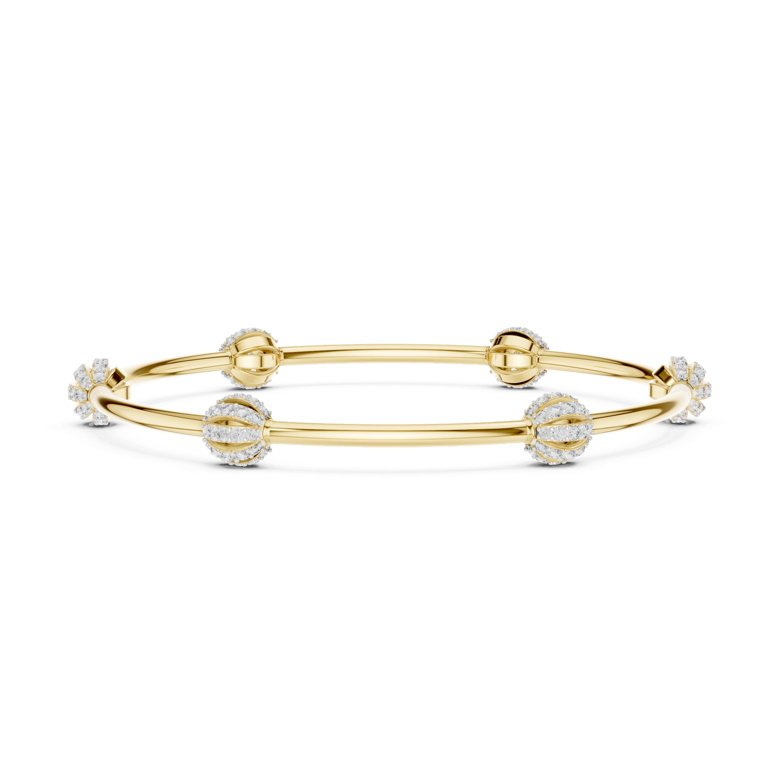 Éclat Orbit Round Diamond Station Bangle Bracelet
