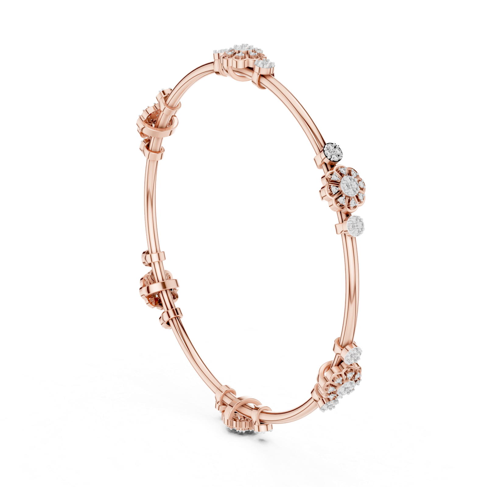 Maison Bloom Round Diamond Station Bangle Bracelet