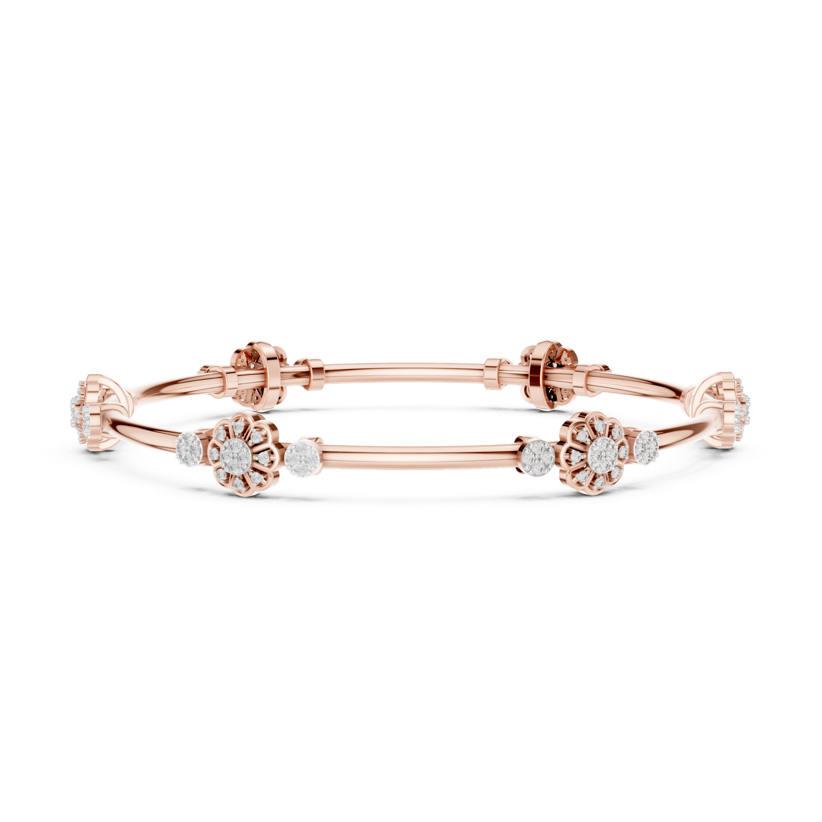 Maison Bloom Round Diamond Station Bangle Bracelet