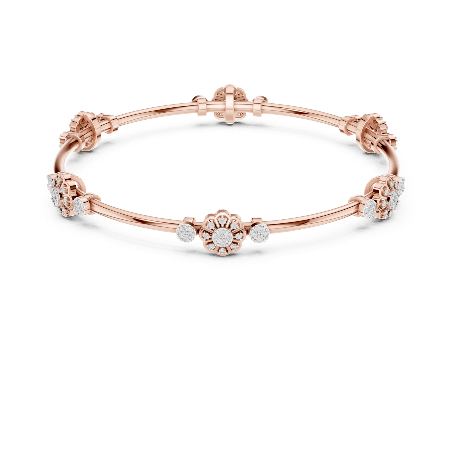 Maison Bloom Round Diamond Station Bangle Bracelet