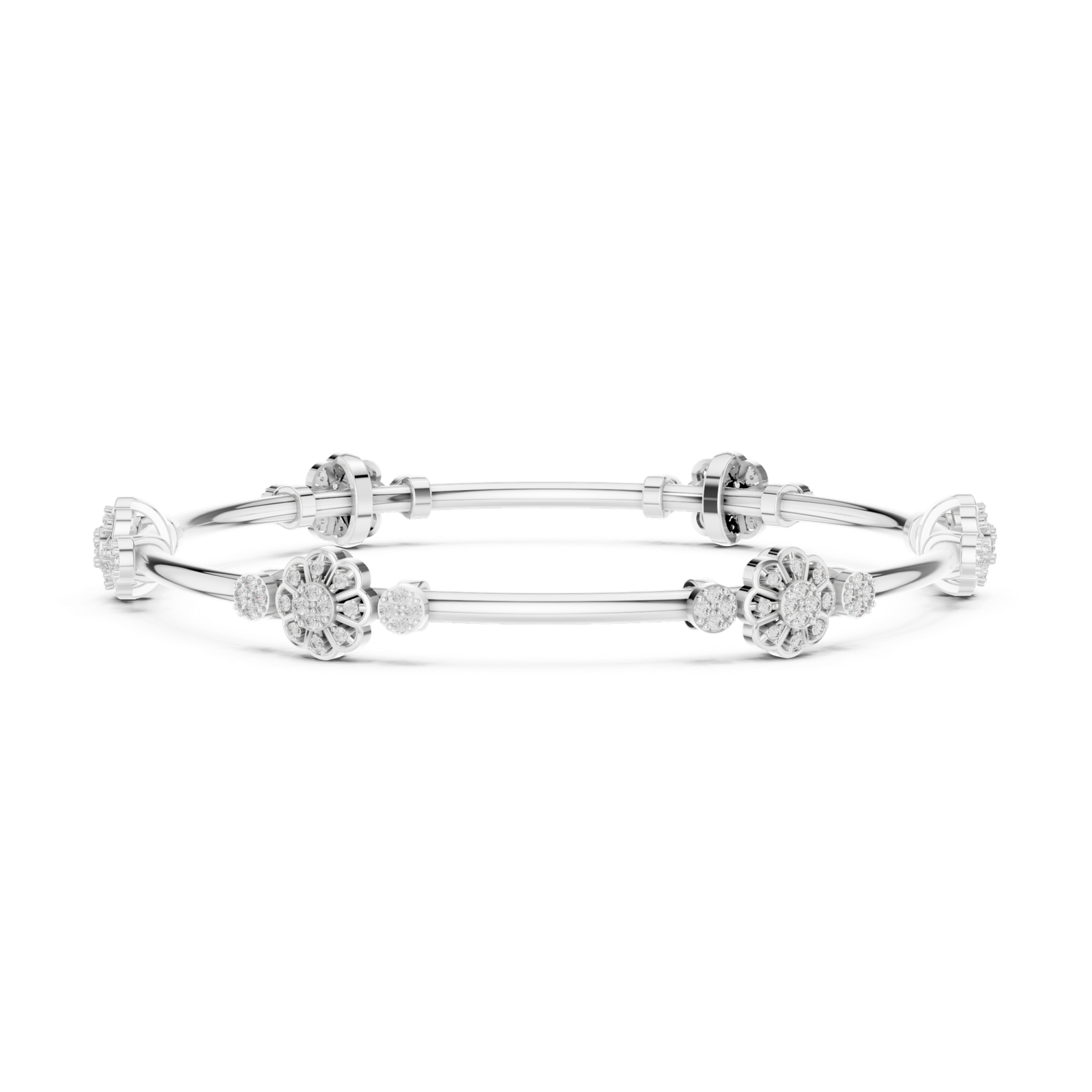 Maison Bloom Round Diamond Station Bangle Bracelet