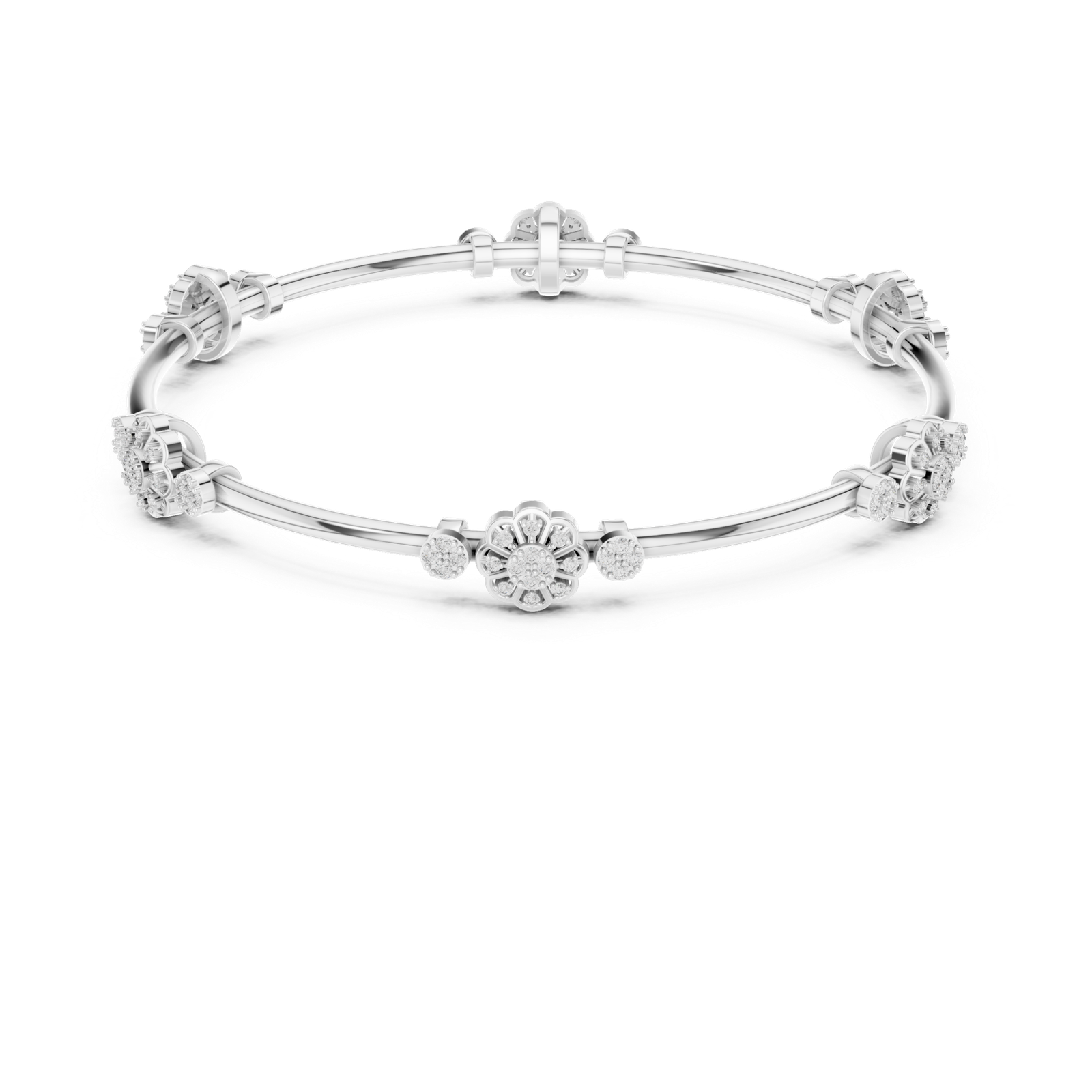 Maison Bloom Round Diamond Station Bangle Bracelet