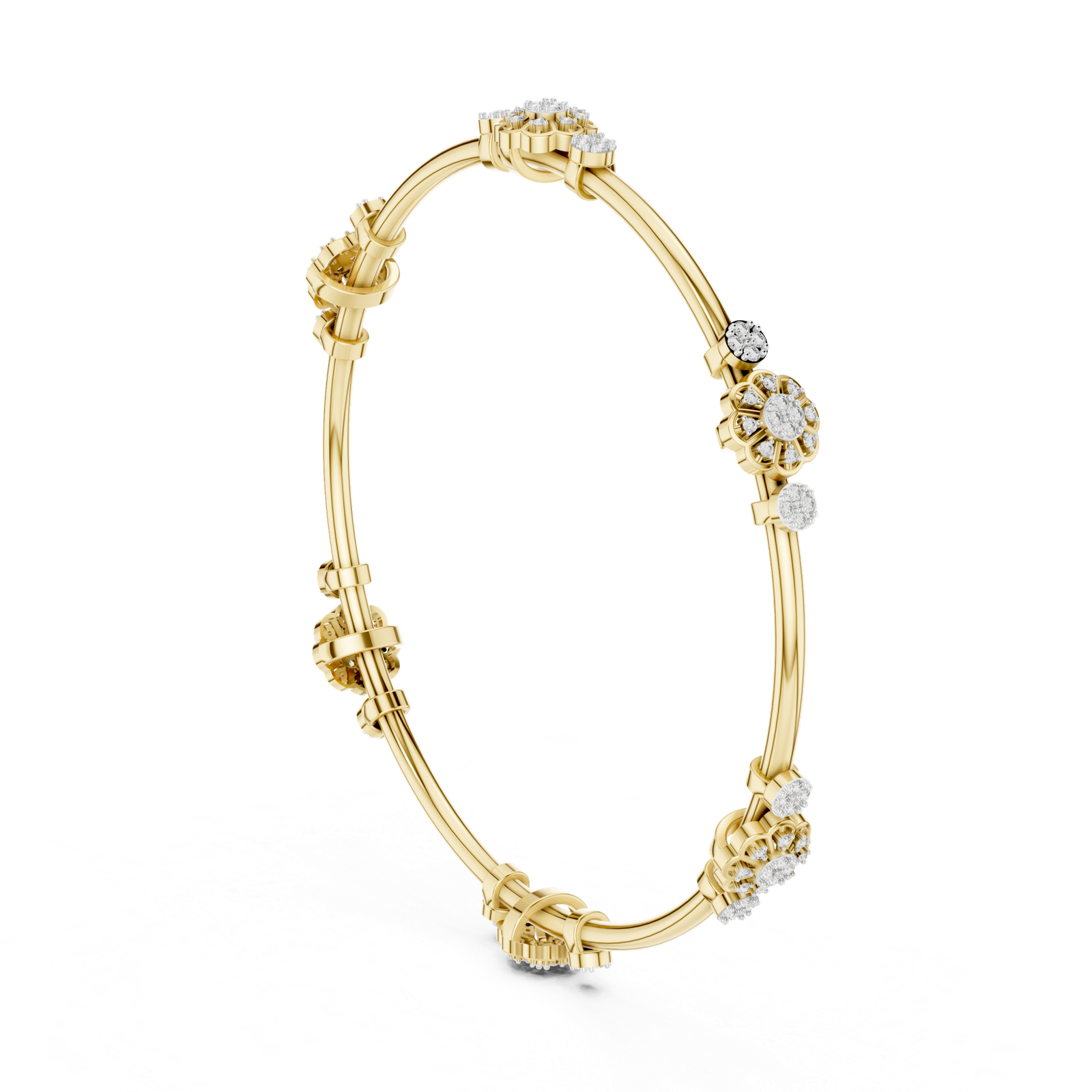 Maison Bloom Round Diamond Station Bangle Bracelet