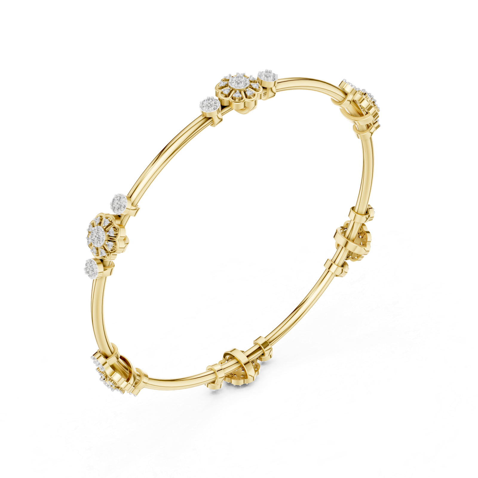 Maison Bloom Round Diamond Station Bangle Bracelet