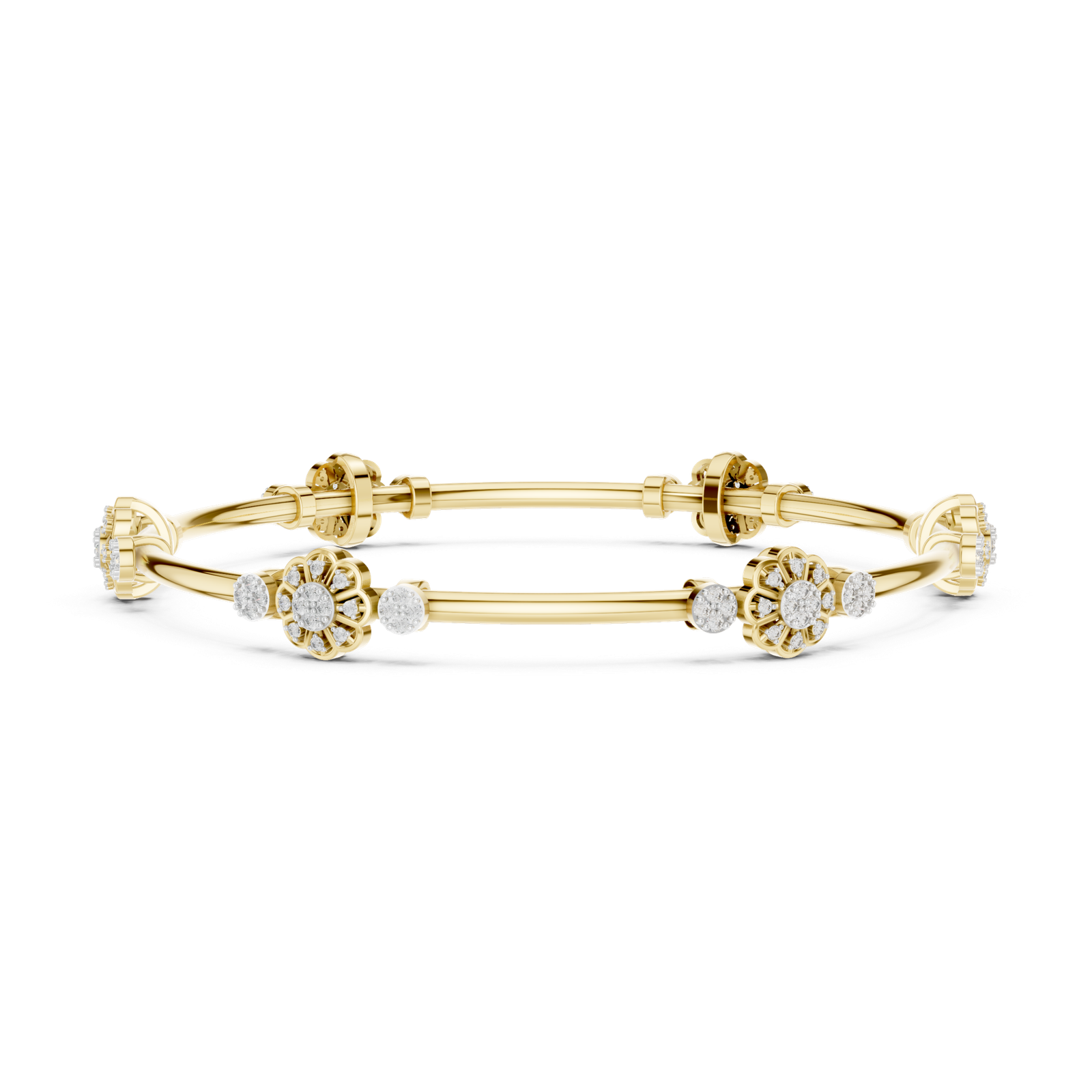 Maison Bloom Round Diamond Station Bangle Bracelet