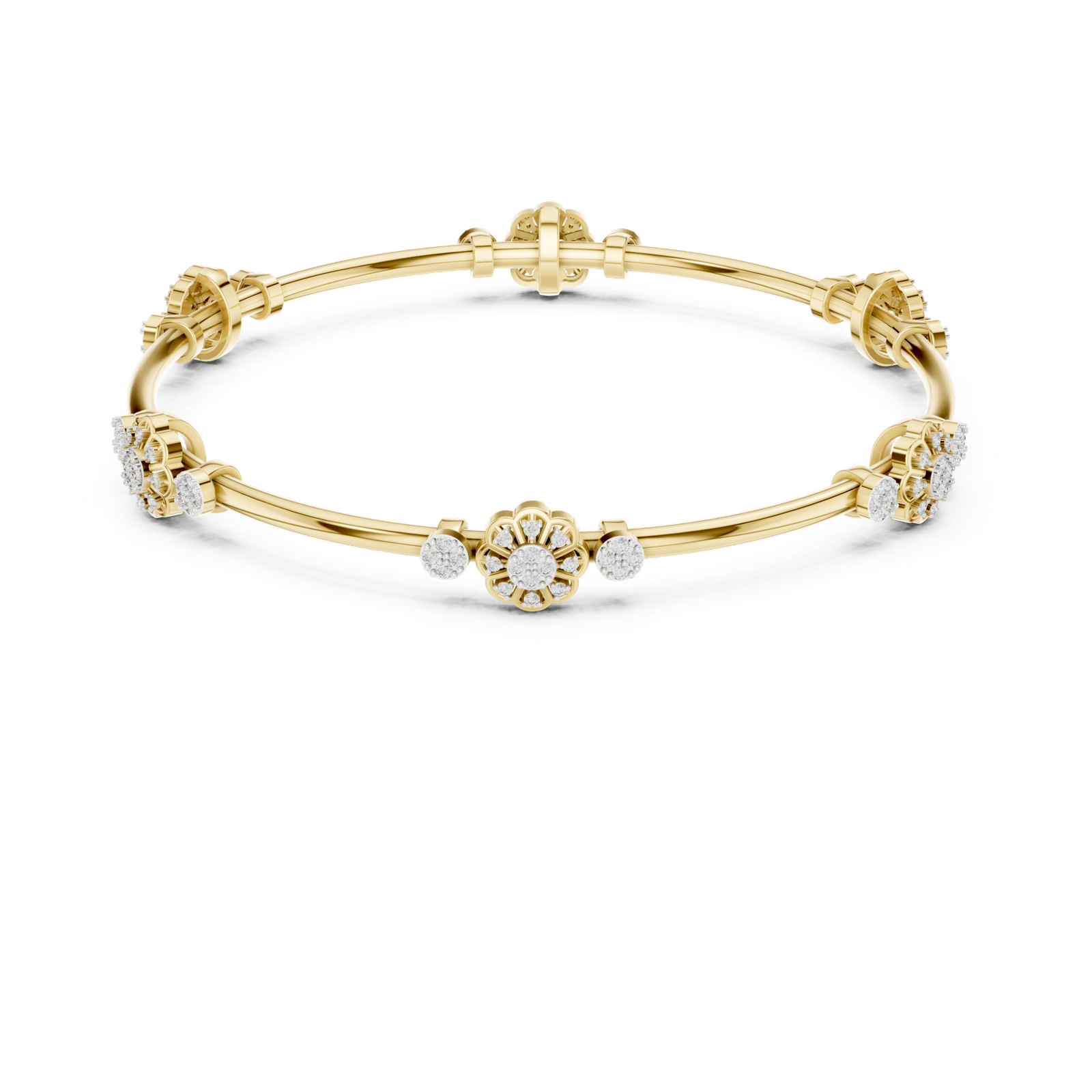 Maison Bloom Round Diamond Station Bangle Bracelet