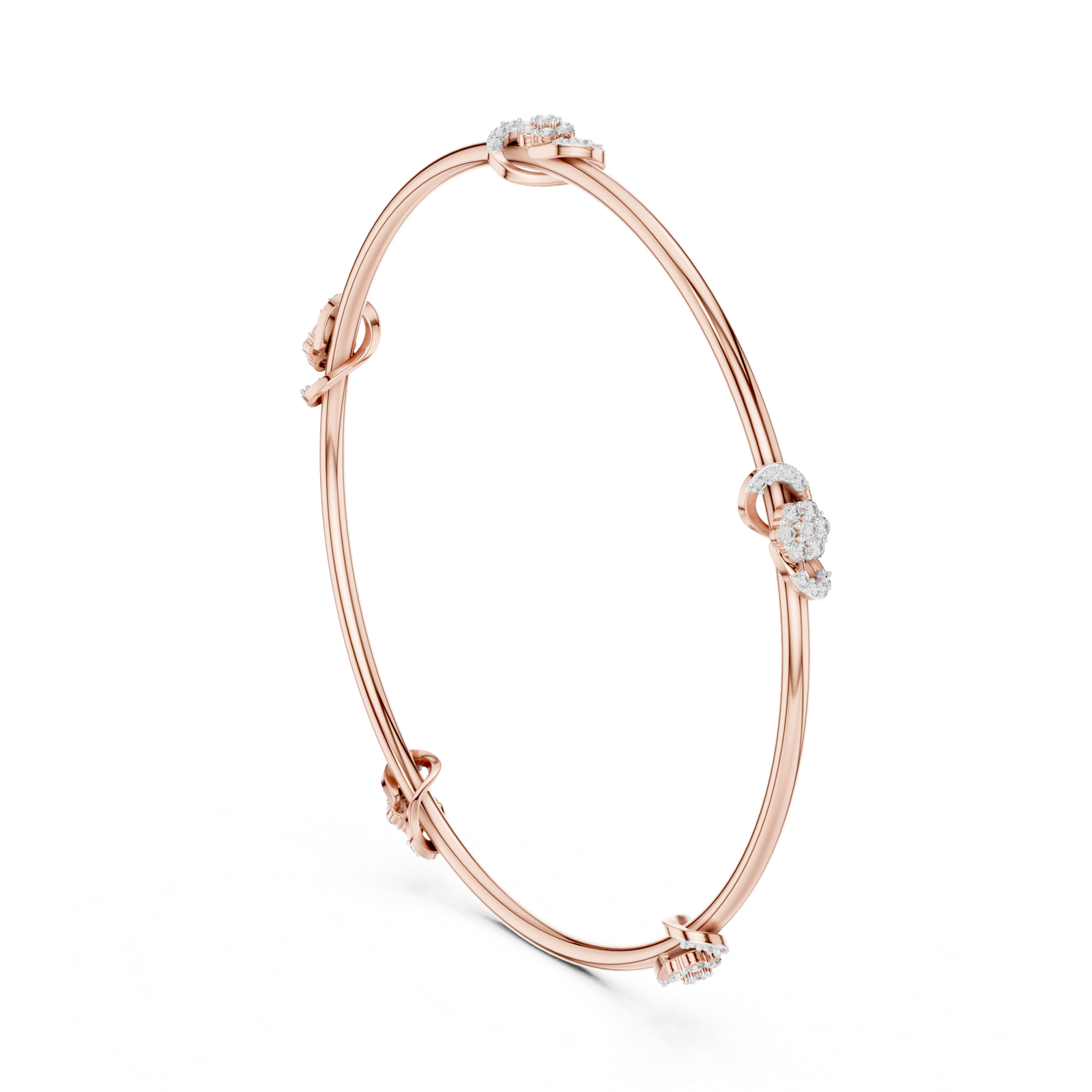 Celestia Petite Floral Round Diamond Bangle Bracelet