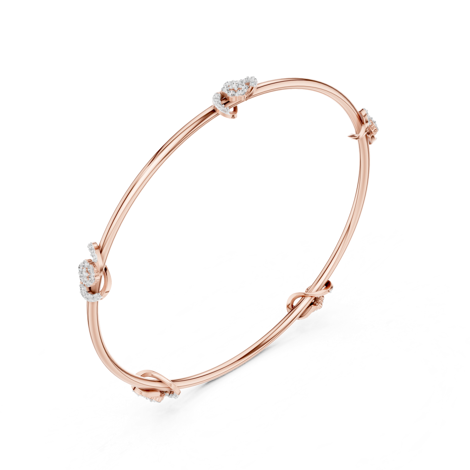 Celestia Petite Floral Round Diamond Bangle Bracelet