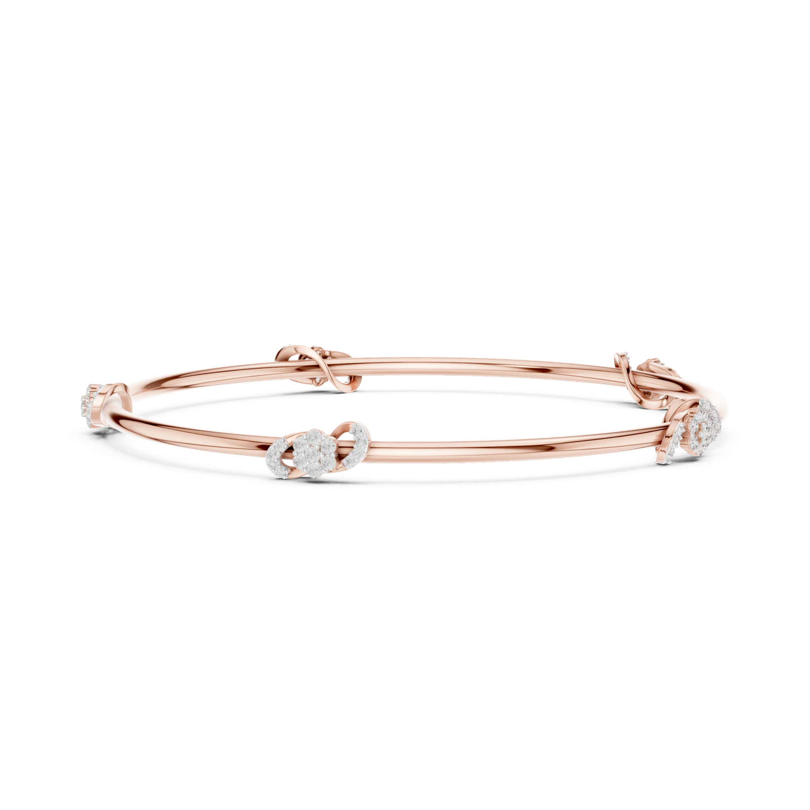 Celestia Petite Floral Round Diamond Bangle Bracelet
