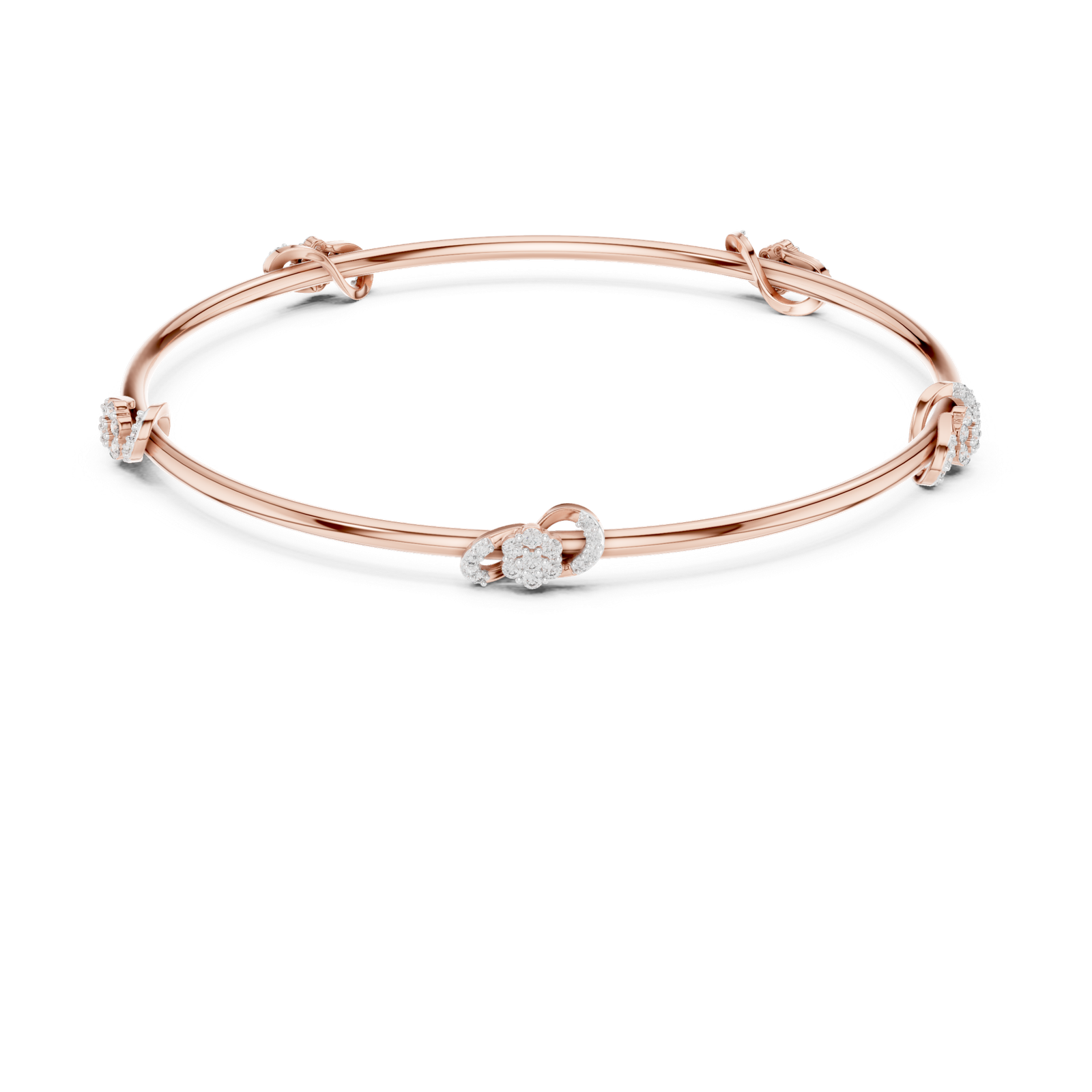 Celestia Petite Floral Round Diamond Bangle Bracelet