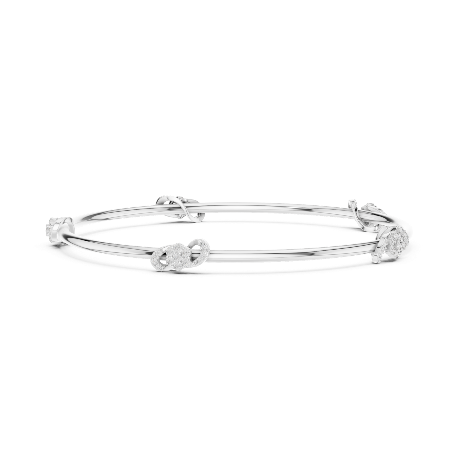 Celestia Petite Floral Round Diamond Bangle Bracelet