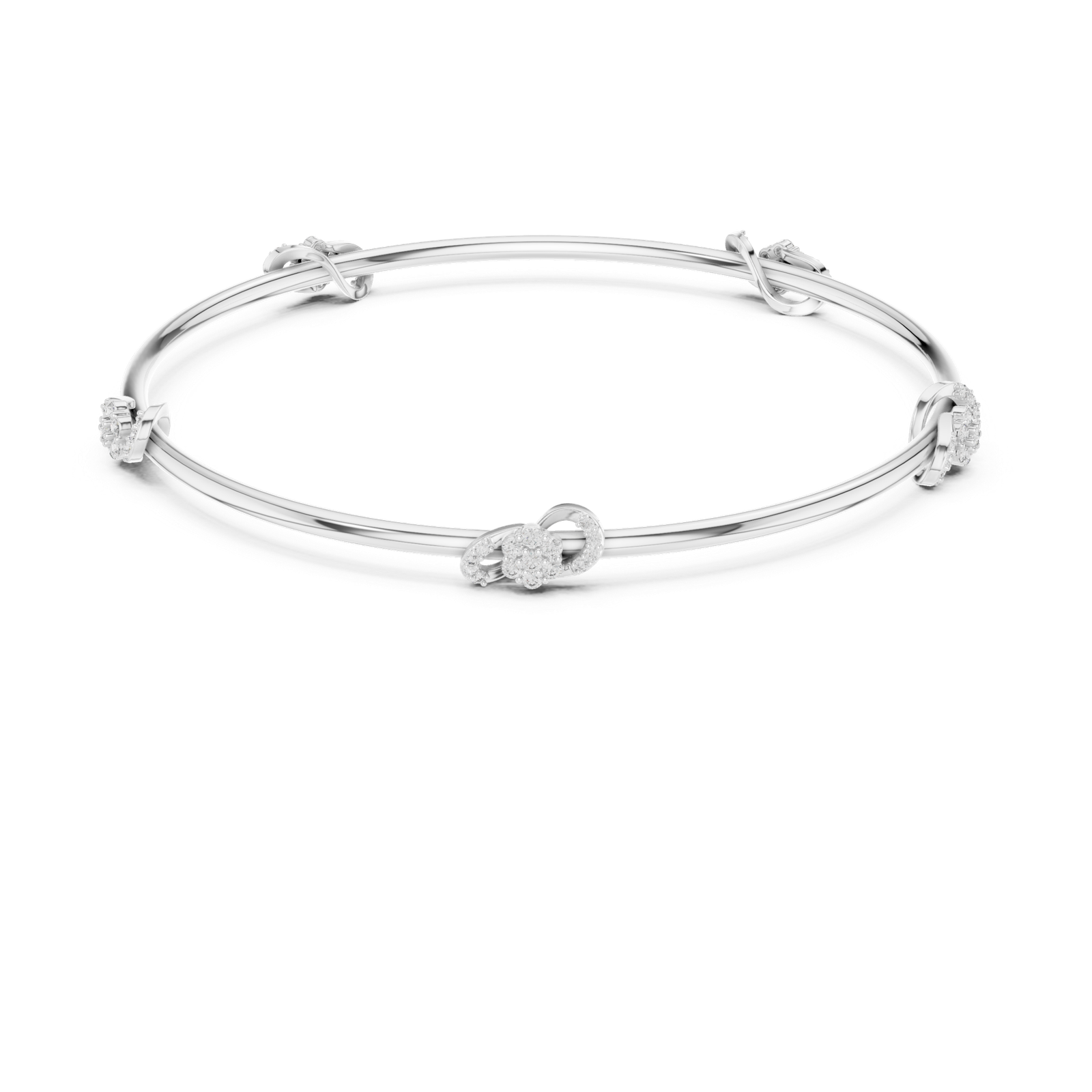 Celestia Petite Floral Round Diamond Bangle Bracelet