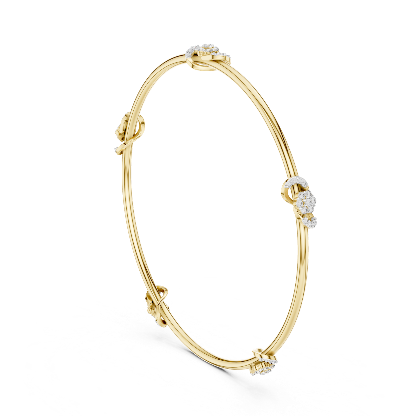 Celestia Petite Floral Round Diamond Bangle Bracelet