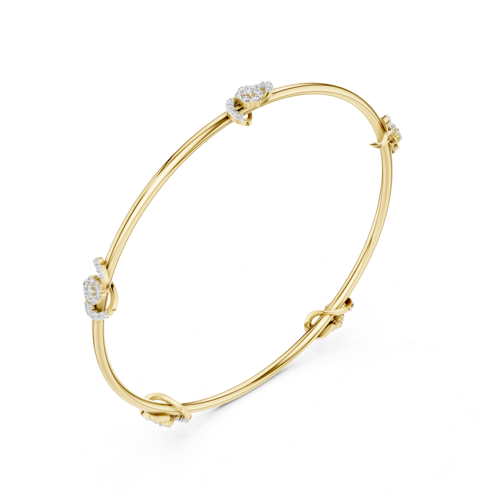 Celestia Petite Floral Round Diamond Bangle Bracelet