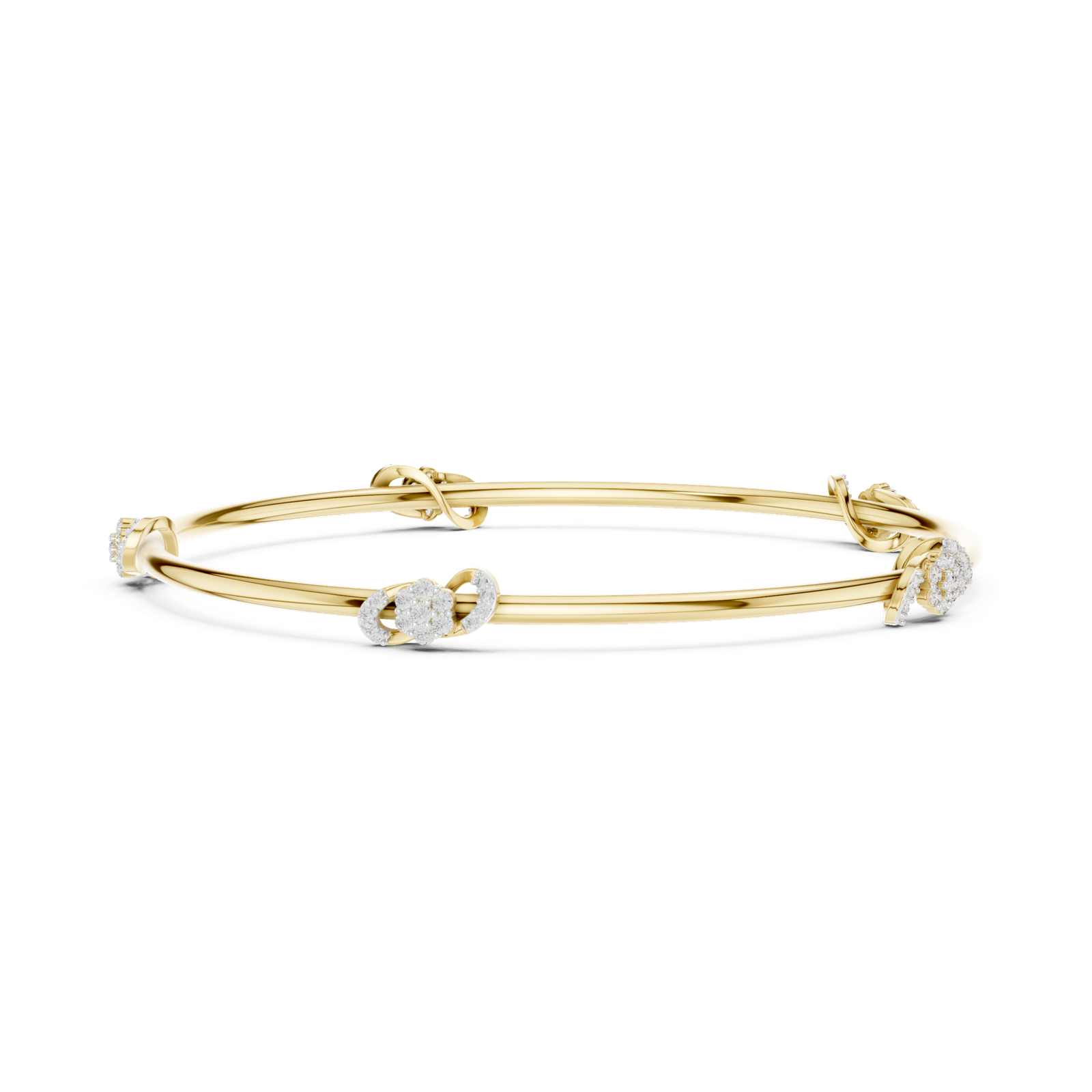 Celestia Petite Floral Round Diamond Bangle Bracelet