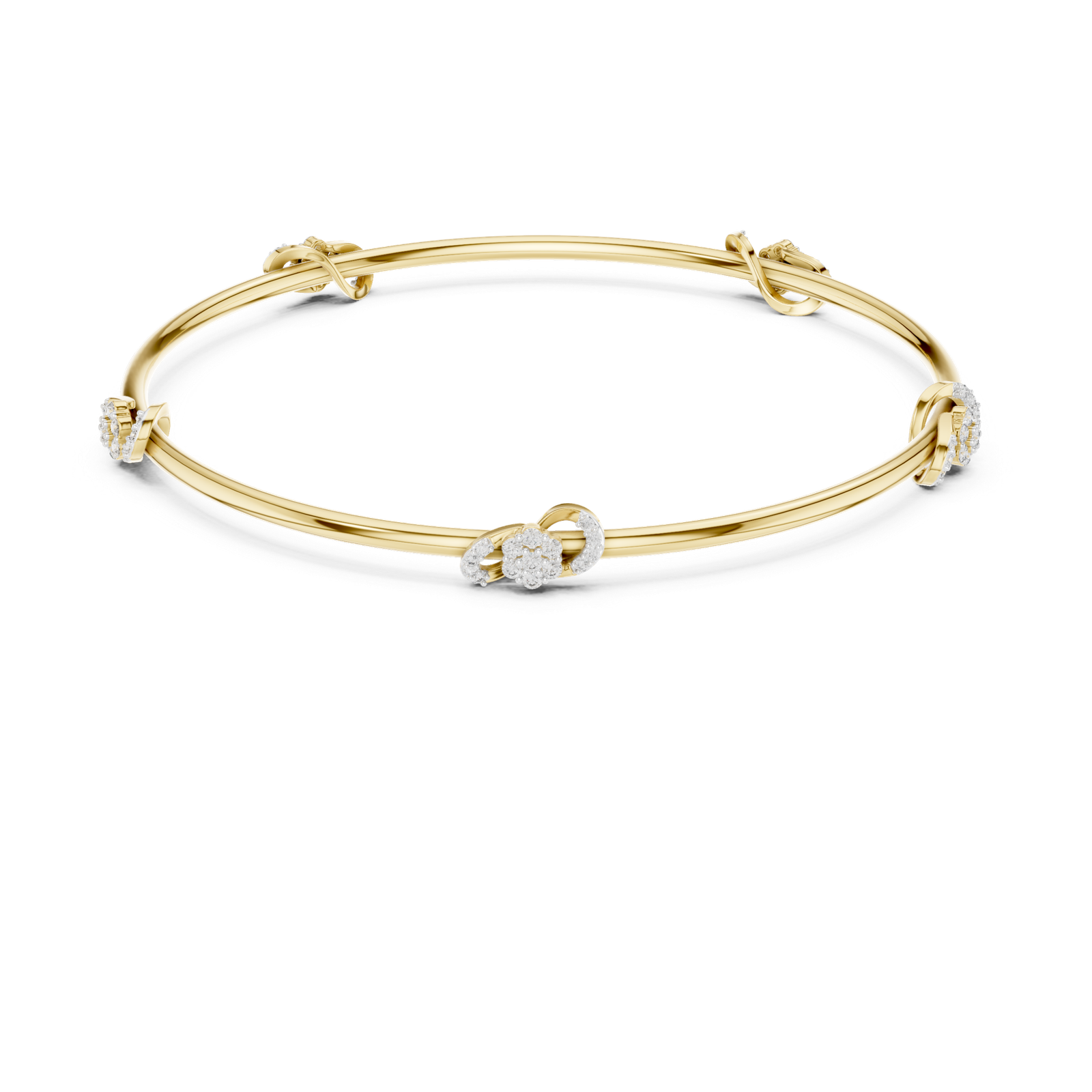 Celestia Petite Floral Round Diamond Bangle Bracelet