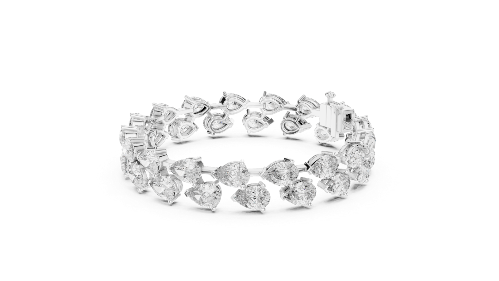 Aurelia Double Row Pear Diamond Tennis Bracelet