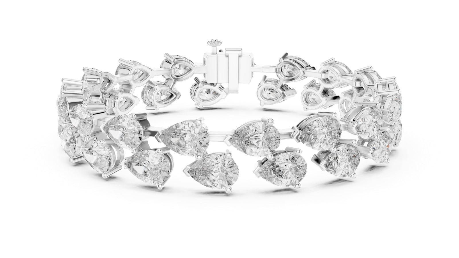 Aurelia Double Row Pear Diamond Tennis Bracelet