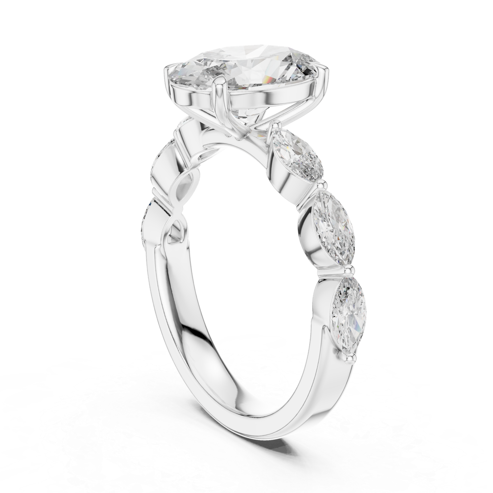Oval Marquise Three-Stone Ring