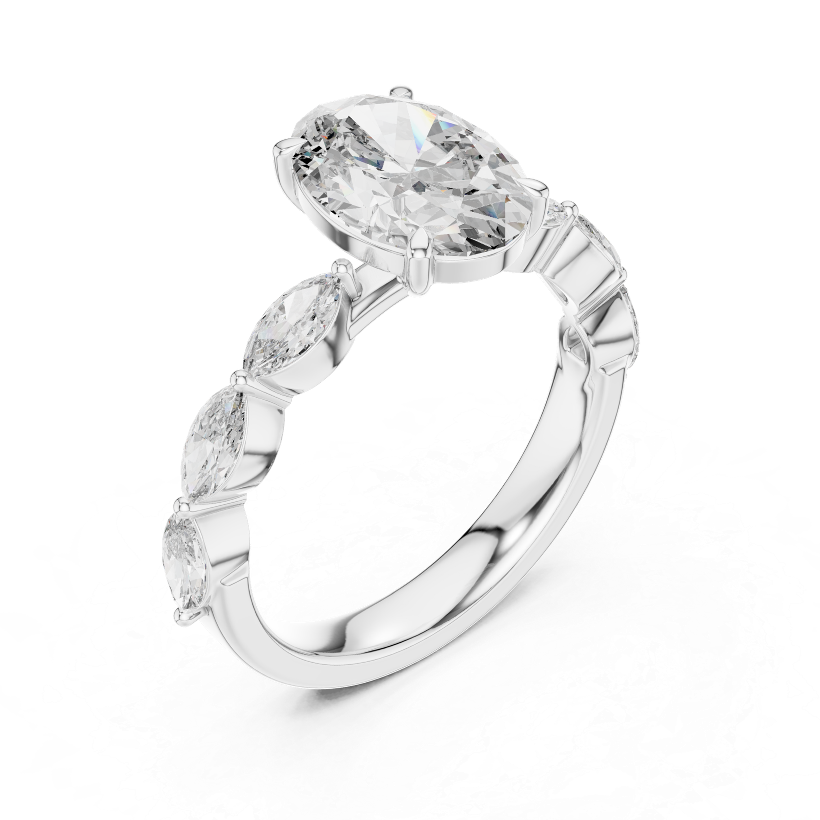 Oval Marquise Three-Stone Ring