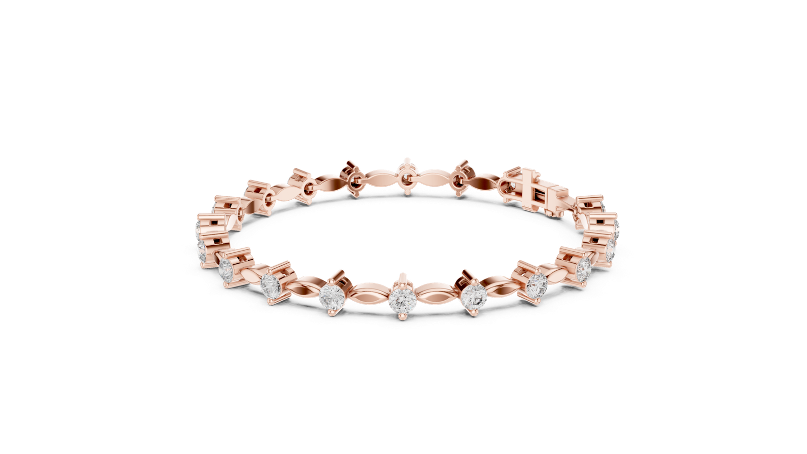 Seraphine Leaf Link Round Diamond Bracelet
