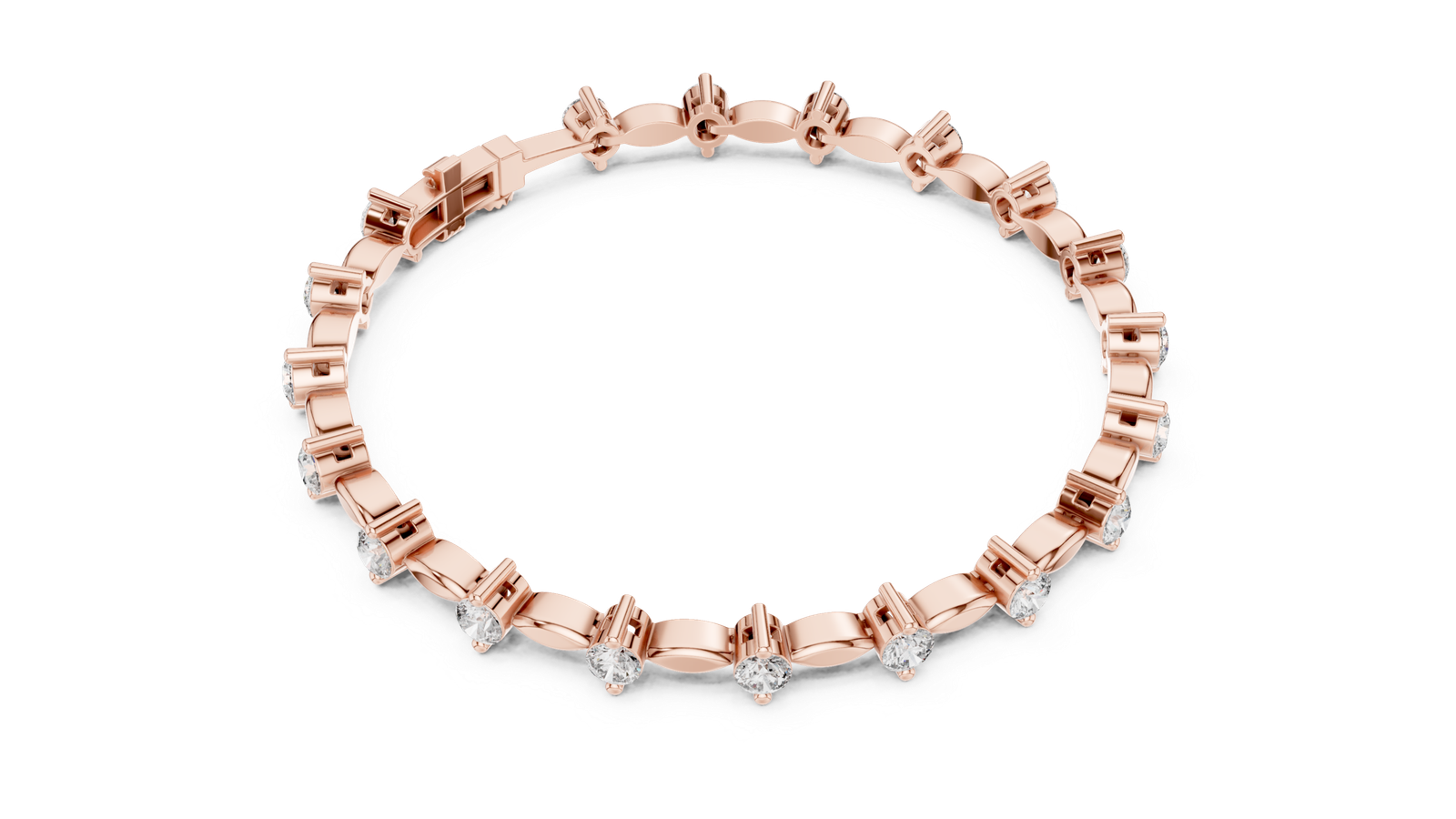 Seraphine Leaf Link Round Diamond Bracelet