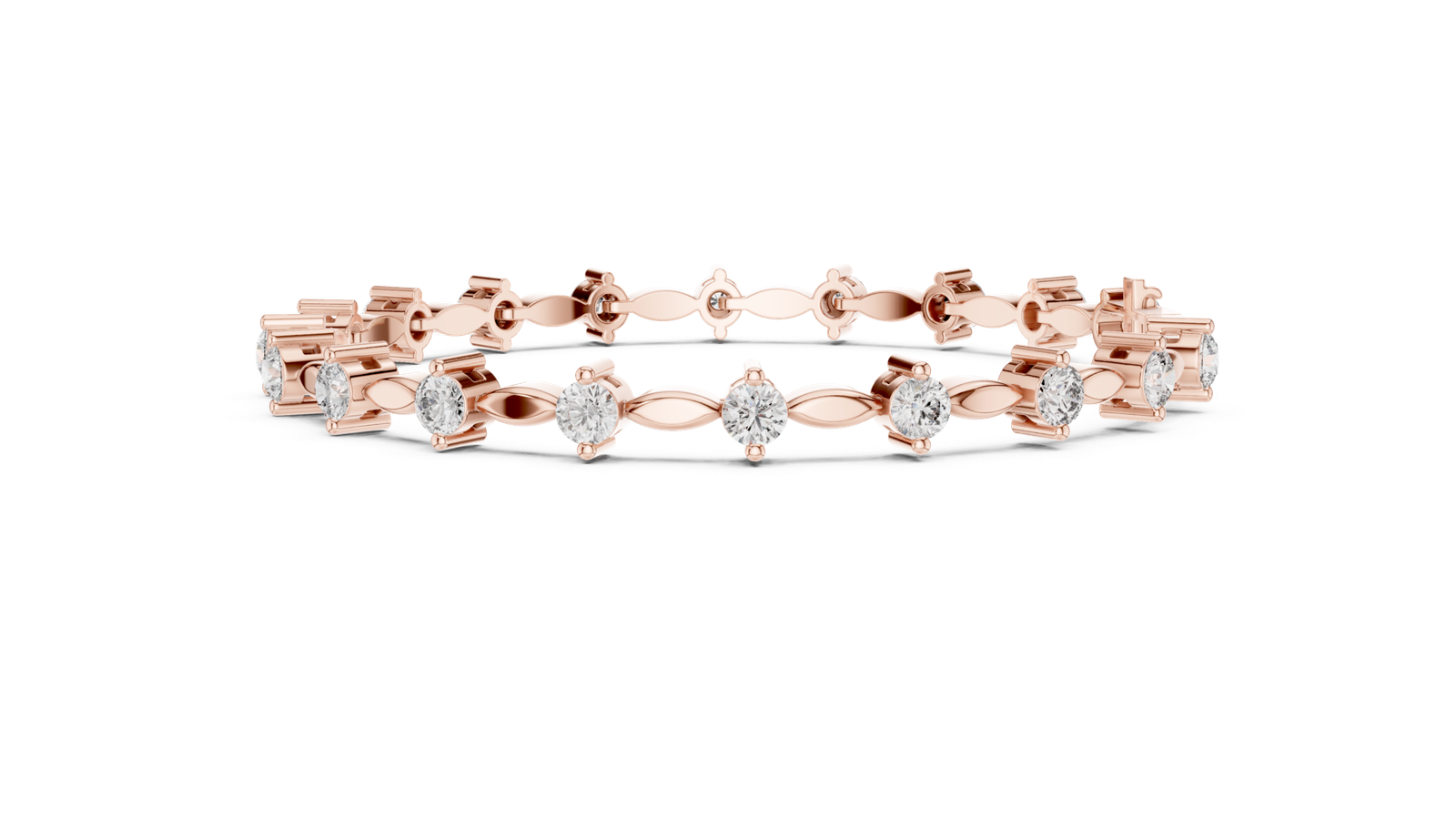 Seraphine Leaf Link Round Diamond Bracelet