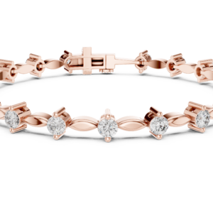 Seraphine Leaf Link Round Diamond Bracelet
