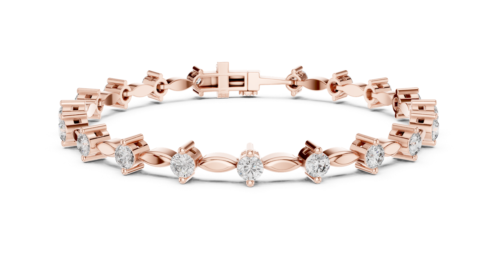 Seraphine Leaf Link Round Diamond Bracelet