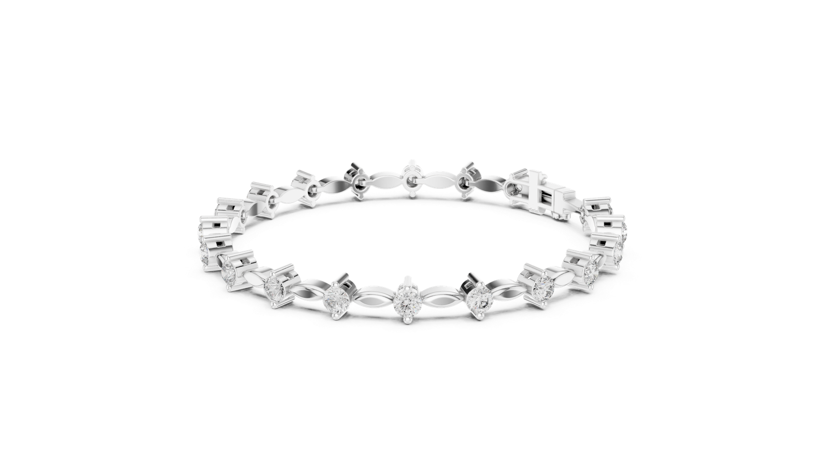 Seraphine Leaf Link Round Diamond Bracelet