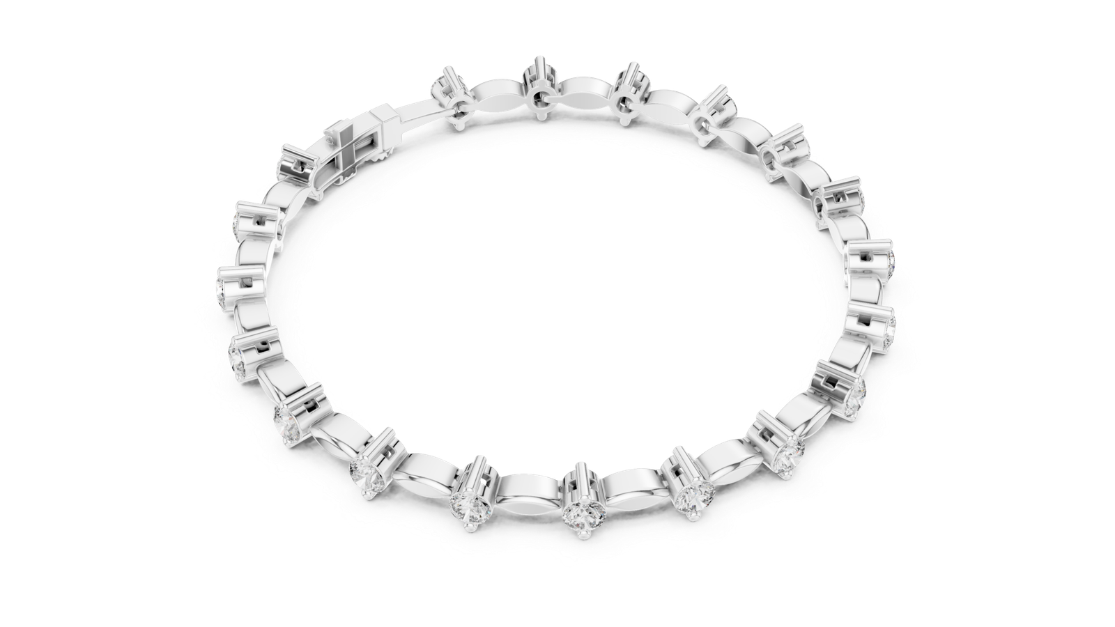 Seraphine Leaf Link Round Diamond Bracelet