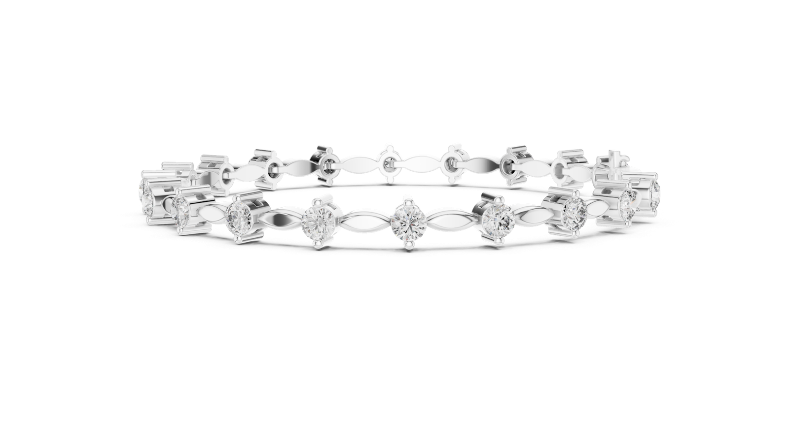 Seraphine Leaf Link Round Diamond Bracelet